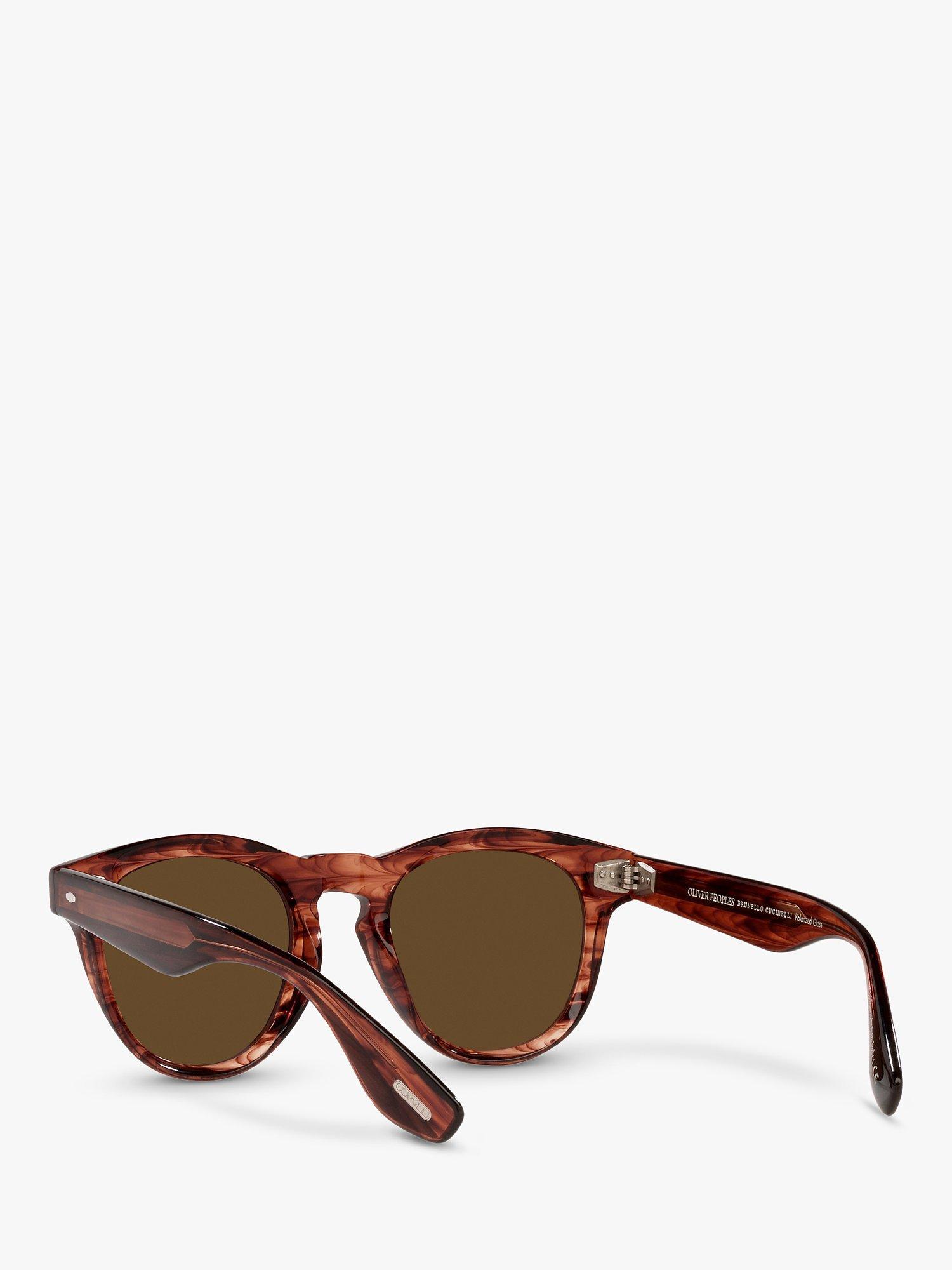Product image 6 of 11, which shows Oliver Peoples OV5473SU Unisex Nino Polarised Oval Sunglasses, Dark Amber Smoke/Brown