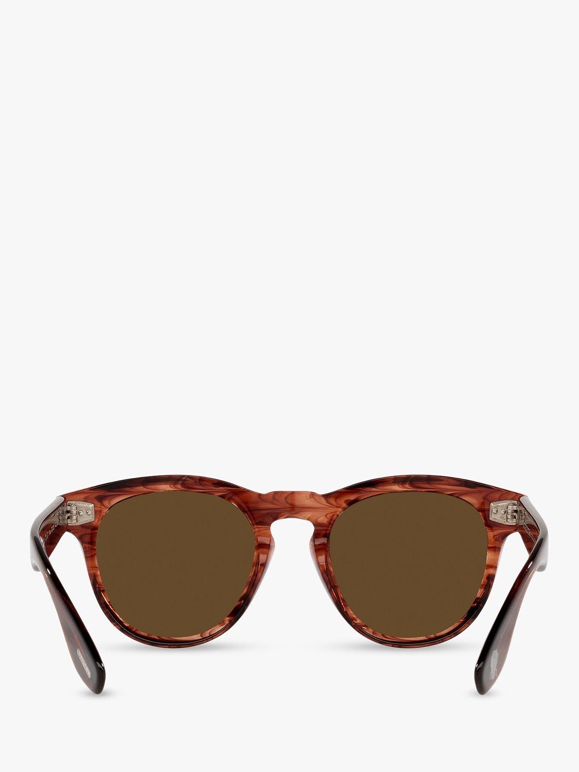 Product image 7 of 11, which shows Oliver Peoples OV5473SU Unisex Nino Polarised Oval Sunglasses, Dark Amber Smoke/Brown