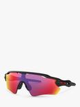 Oakley OO9208 Men's Radar EV Path Wrap Sunglasses, Matte Black/Red