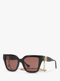 Gucci GG1023S Women's D-Frame Sunglasses, Black/Brown, Black/Brown