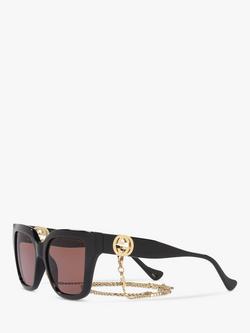 Gucci GG1023S Women's D-Frame Sunglasses, Black/Brown - view 2, Black/Brown