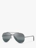 Ray-Ban RB3625 Unisex Polarised Aviator Sunglasses, Gunmetal/Mirror Grey