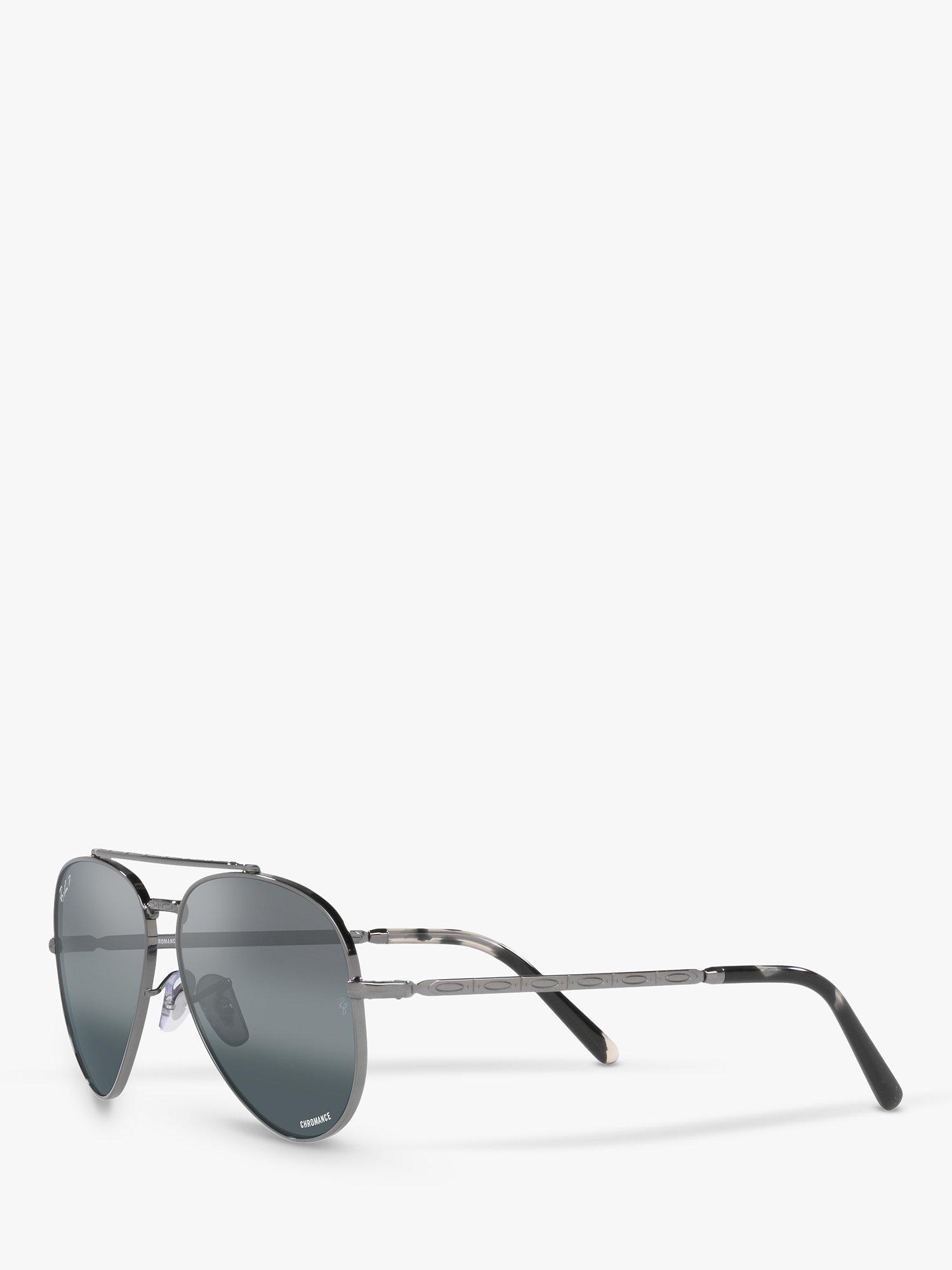 Product image 2 of 11, which shows Ray-Ban RB3625 Unisex Polarised Aviator Sunglasses, Gunmetal/Mirror Grey
