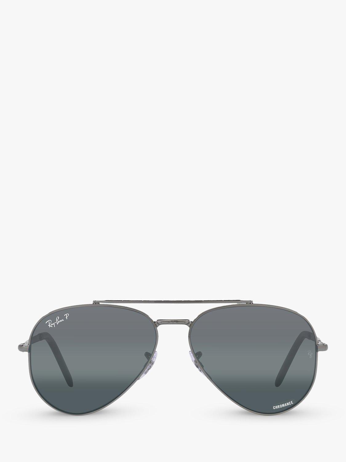 Product image 3 of 11, which shows Ray-Ban RB3625 Unisex Polarised Aviator Sunglasses, Gunmetal/Mirror Grey