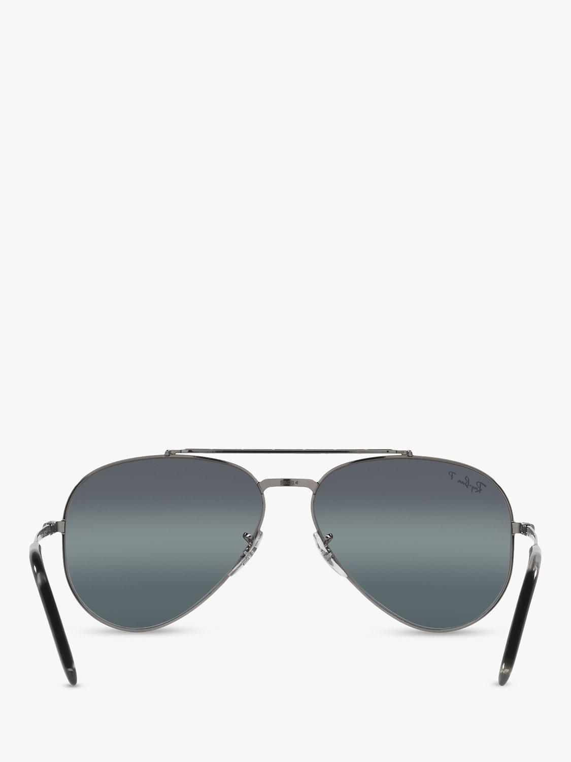 Product image 7 of 11, which shows Ray-Ban RB3625 Unisex Polarised Aviator Sunglasses, Gunmetal/Mirror Grey