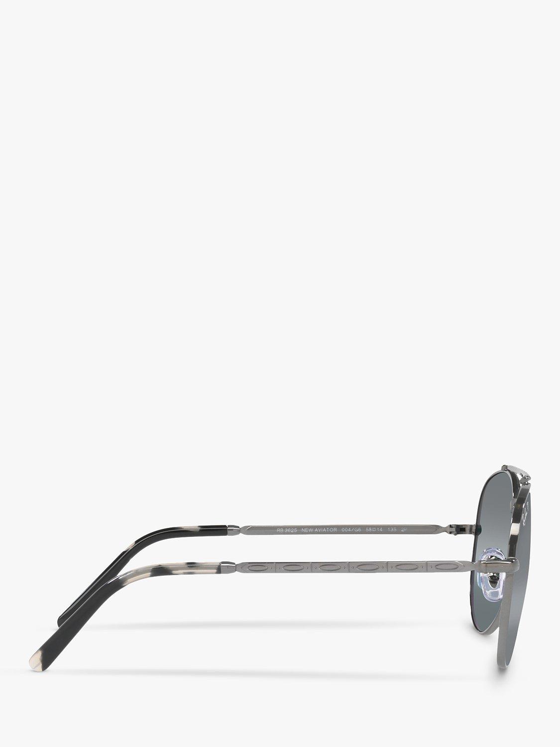 Product image 10 of 11, which shows Ray-Ban RB3625 Unisex Polarised Aviator Sunglasses, Gunmetal/Mirror Grey