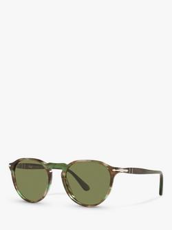 Persol PO3286S Unisex Oval Sunglasses, Green Havana/Green, Green Havana/Green
