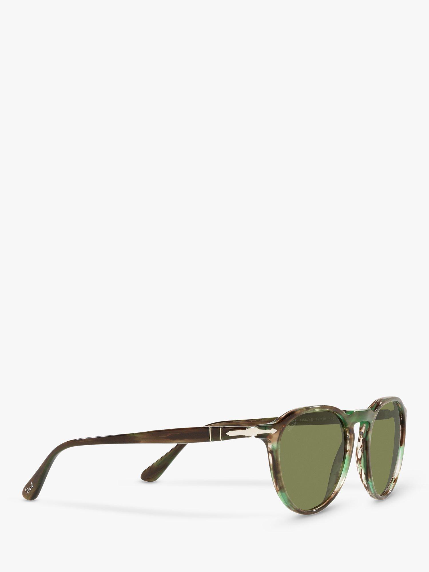 Product image 10 of 10, which shows Persol PO3286S Unisex Oval Sunglasses, Green Havana/Green