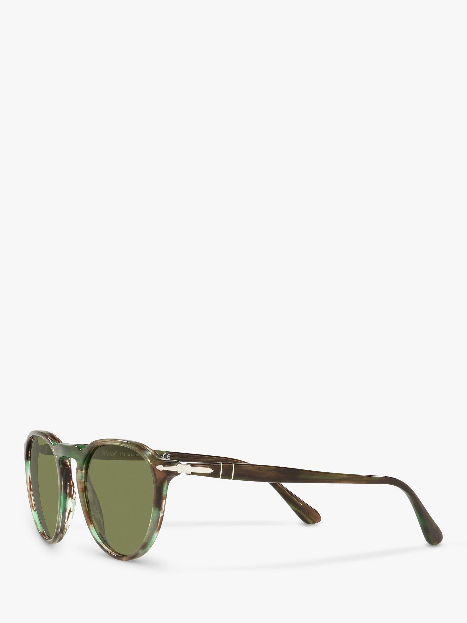 Product image 2 of 10, which shows Persol PO3286S Unisex Oval Sunglasses, Green Havana/Green