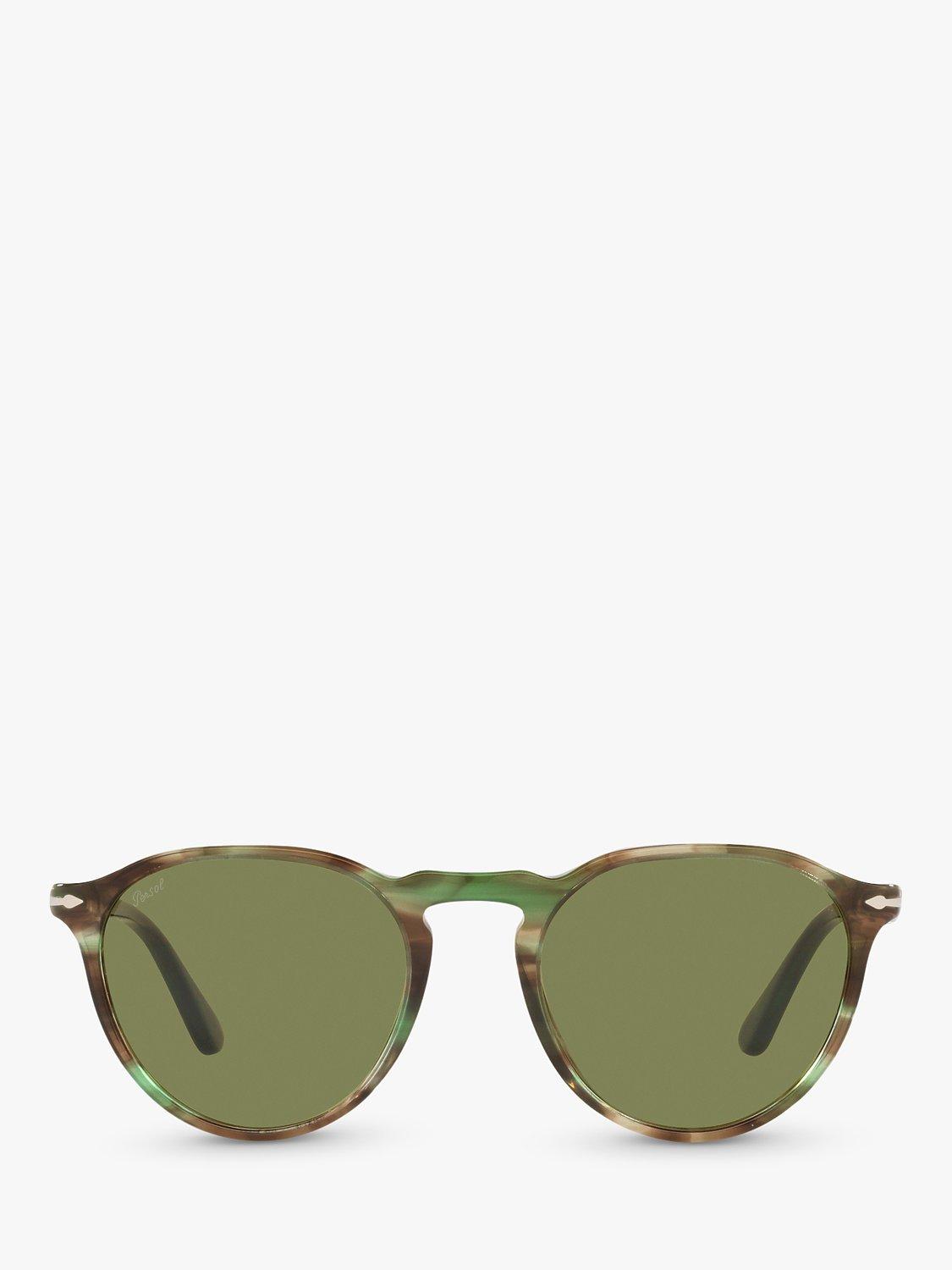 Product image 3 of 10, which shows Persol PO3286S Unisex Oval Sunglasses, Green Havana/Green