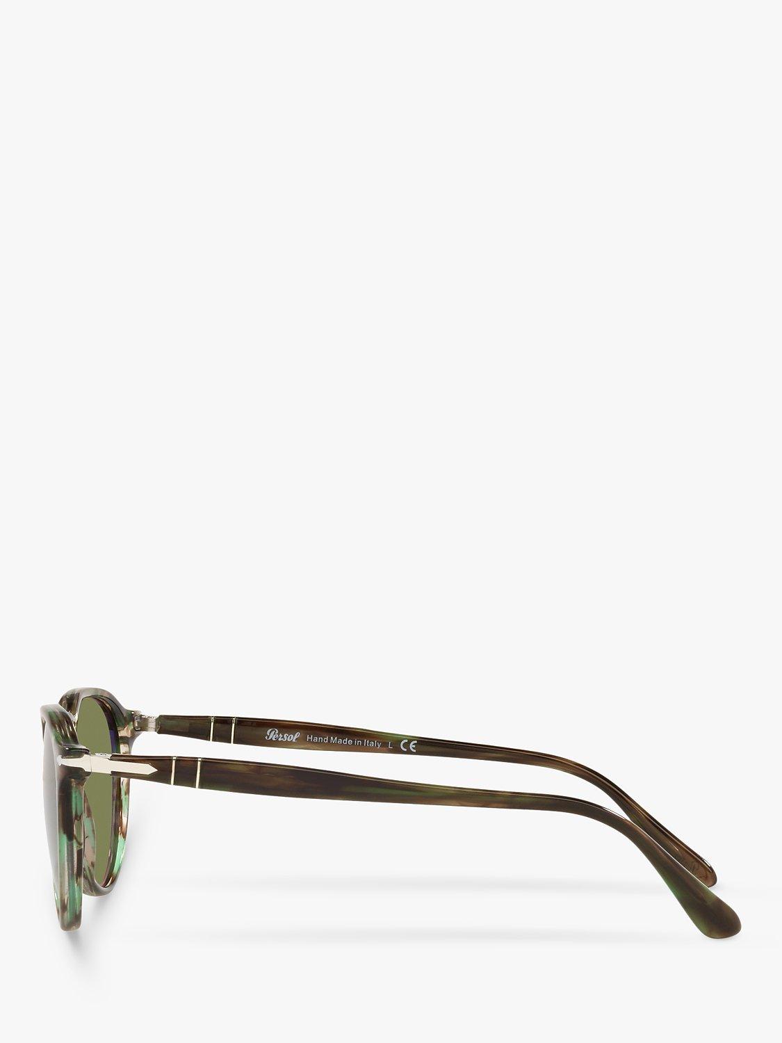 Product image 4 of 10, which shows Persol PO3286S Unisex Oval Sunglasses, Green Havana/Green