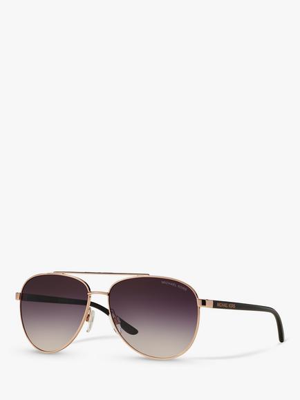 Michael Kors MK5007 Hvar I Aviator Sunglasses, Rose Gold/Grey Gradient