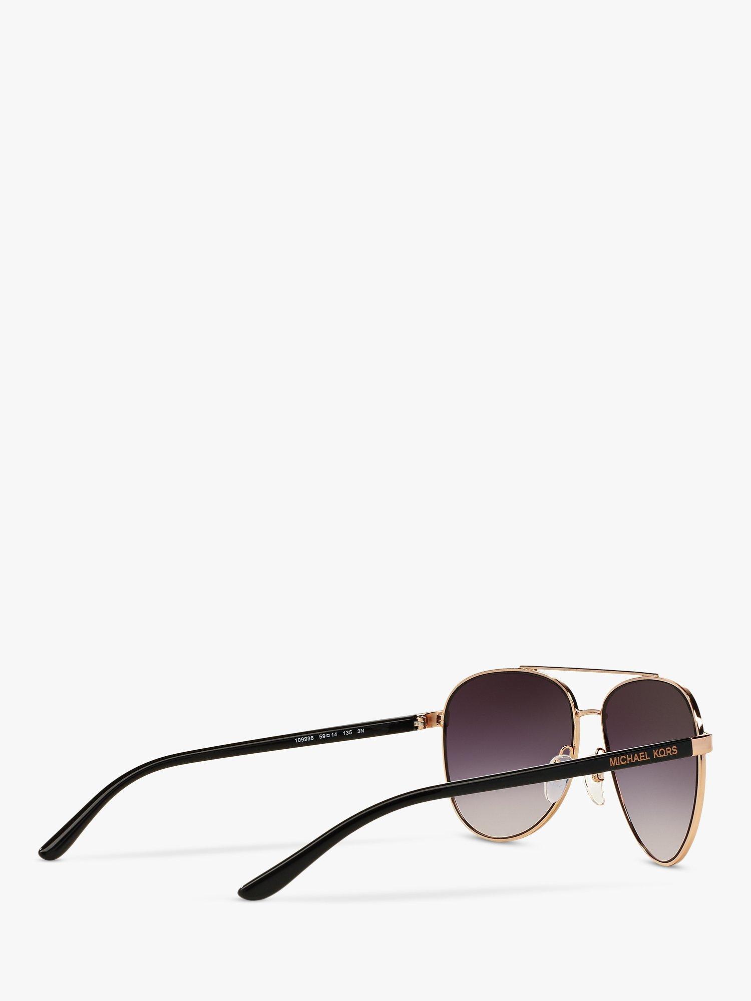 Product image 9 of 11, which shows Michael Kors MK5007 Hvar I Aviator Sunglasses, Rose Gold/Grey Gradient