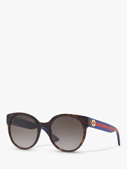 Gucci GG0035SN Women's Round Sunglasses, Brown/Blue/Grey Gradient, Brown/Blue/Grey Gradient