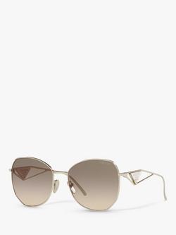 Prada PR 57YS Women's Irregular Sunglasses, Pale Gold/Grey Gradient, Pale Gold/Grey Gradient