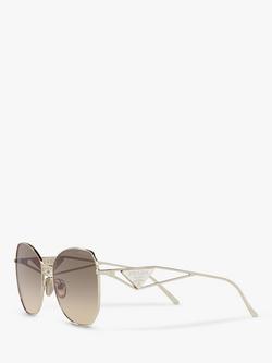 Prada PR 57YS Women's Irregular Sunglasses, Pale Gold/Grey Gradient - view 2, Pale Gold/Grey Gradient
