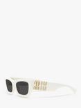 Miu Miu MU 09WS Women's Rectangular Sunglasses, White/Grey