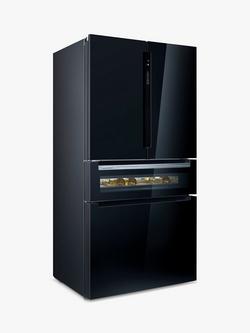 Siemens iQ700 KF96RSBEA Freestanding 70/30 American Fridge Freezer, Black Glass, Black Glass