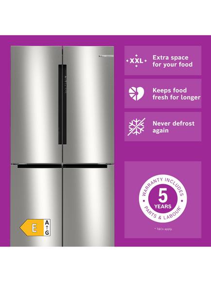 Bosch Series 4 KFN96VPEAG Freestanding 65/35 American Fridge Freezer, Inox Easy Clean Steel - view 2, Inox Easy Clean Steel