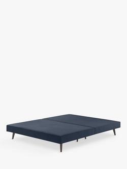 John Lewis Padded Slim Upholstered Divan Base, King Size, Dark Nordic Blue, Dark Nordic Blue