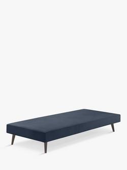 John Lewis Padded Slim Upholstered Divan Base, Single, Dark Nordic Blue, Dark Nordic Blue