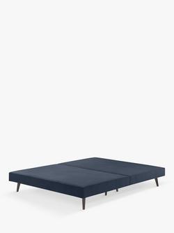 John Lewis Padded Slim Upholstered Divan Base, Double, Dark Nordic Blue, Dark Nordic Blue