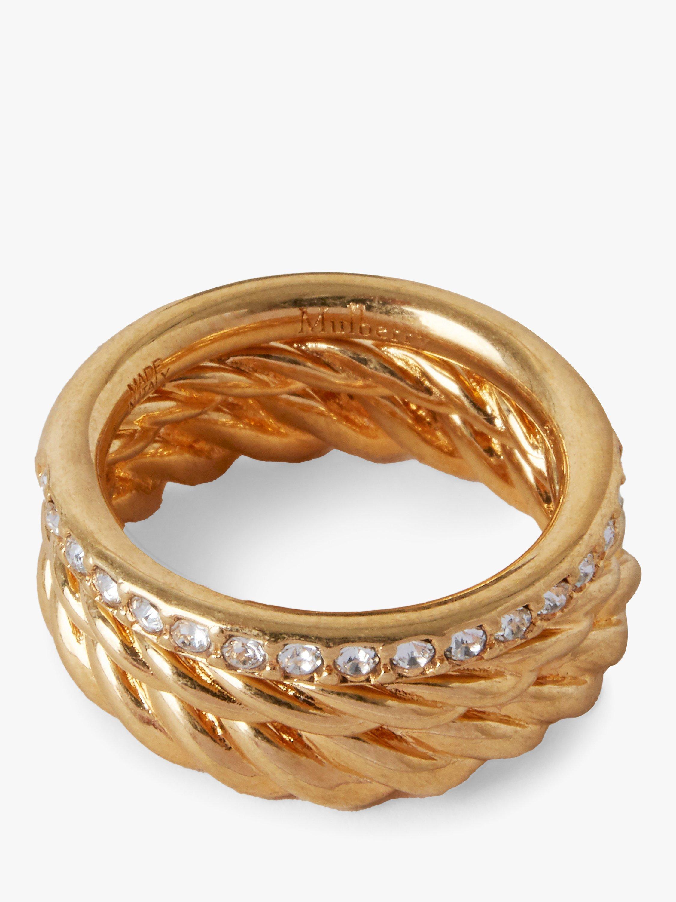 Mulberry Twist Stacking Rings, Set of 3, Gold/Crystal, N