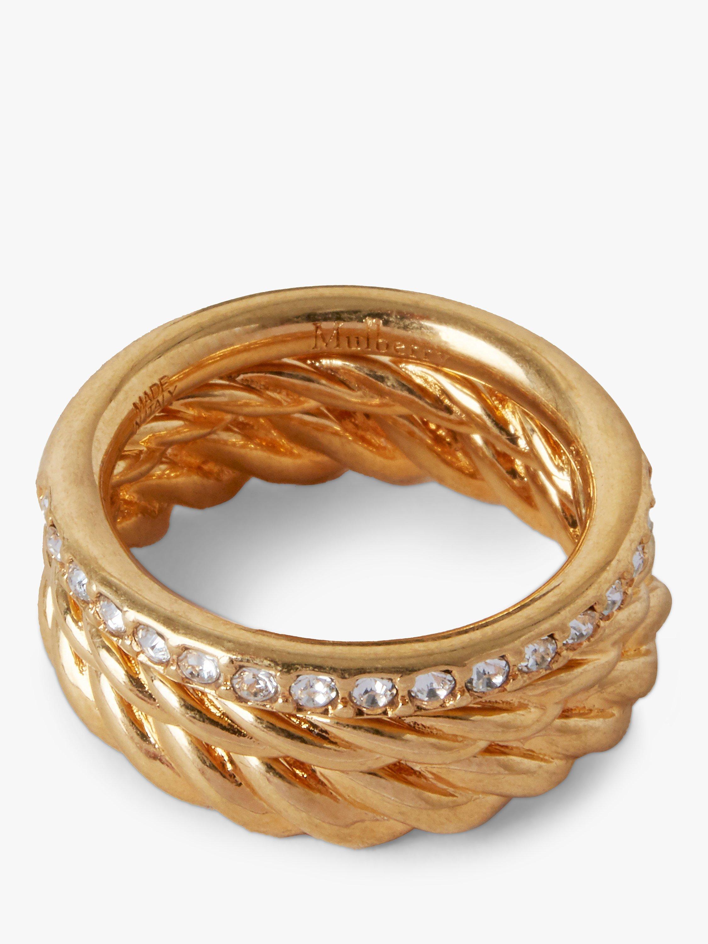 Mulberry Twist Stacking Rings, Set of 3, Gold/Crystal, P