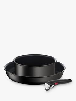 Tefal Ingenio Eco Resist Aluminium Non-Stick Beginner's Pan & Handle Set, 3 Piece, Black