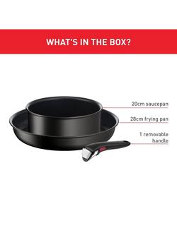 Tefal Ingenio Eco Resist Aluminium Non-Stick Beginner's Pan & Handle Set, 3 Piece - view 2, Black