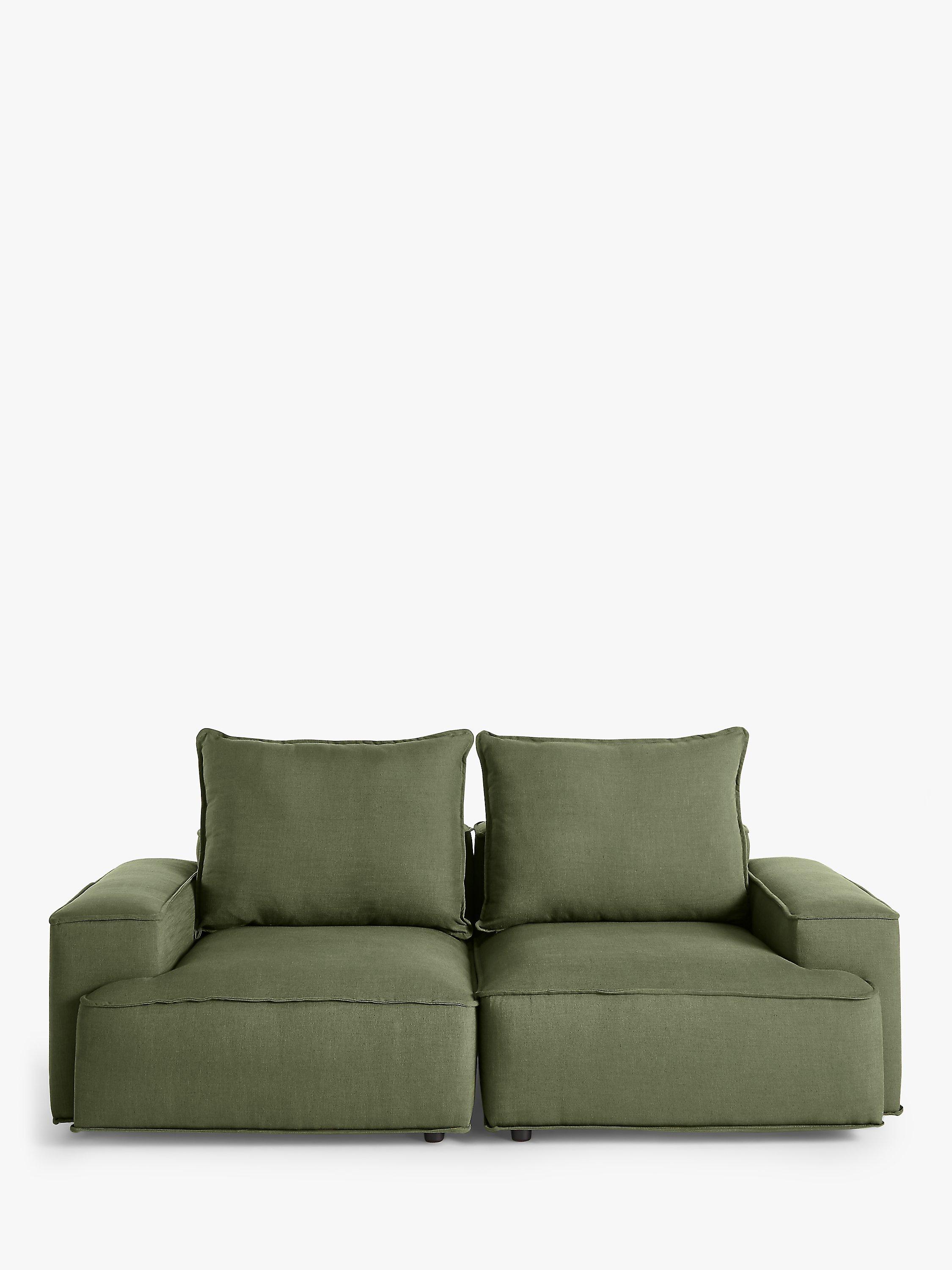 Border Range, John Lewis Border Large 3 Seater Sofa, Dark Leg, Relaxed Linen Olive