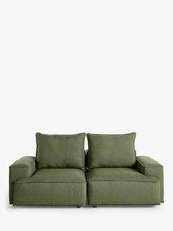 John Lewis Border Large 3 Seater Sofa, Dark Leg, Relaxed Linen Olive