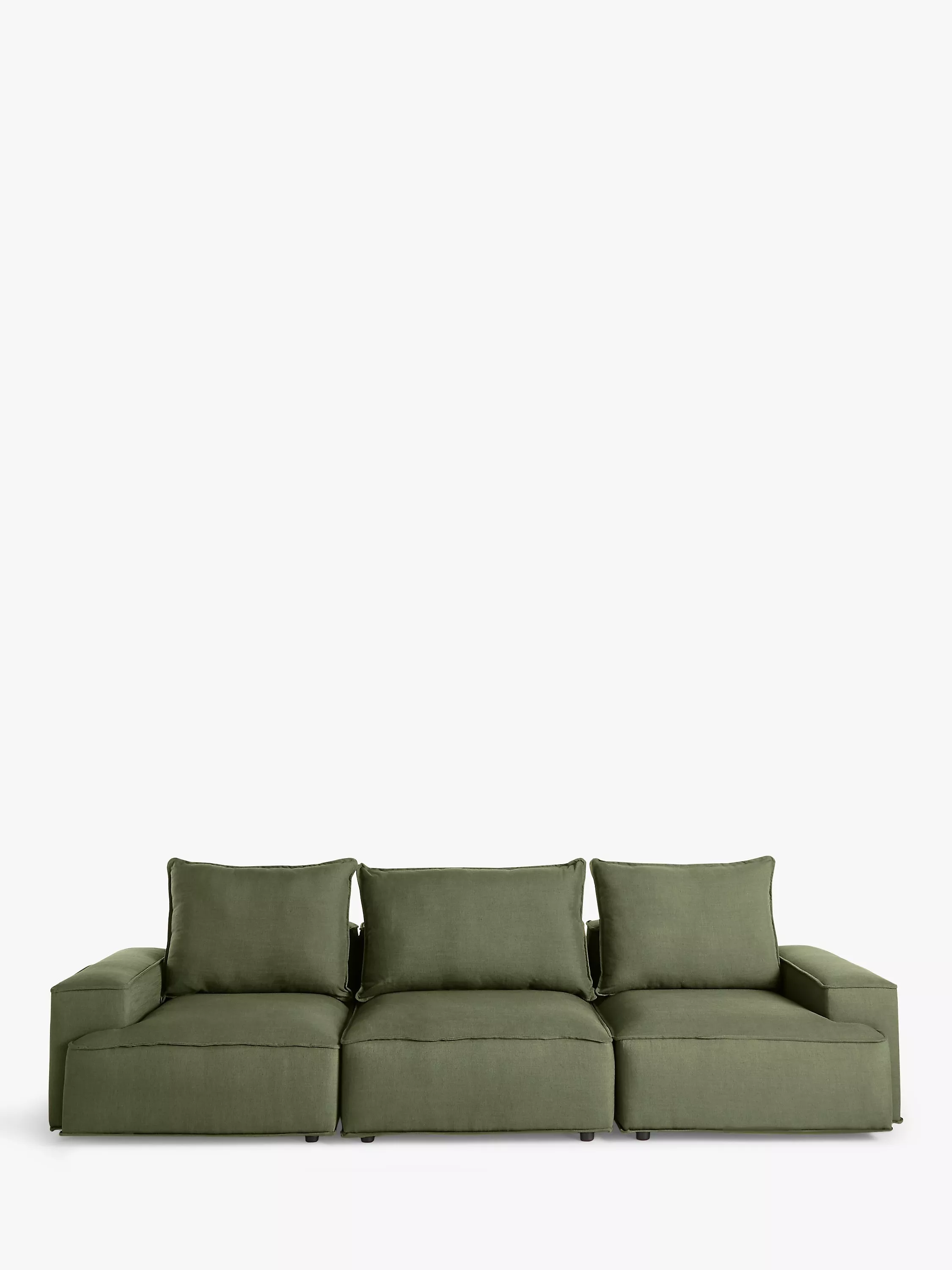 John Lewis Border Grand 4 Seater Sofa Dark Leg Relaxed Linen Olive