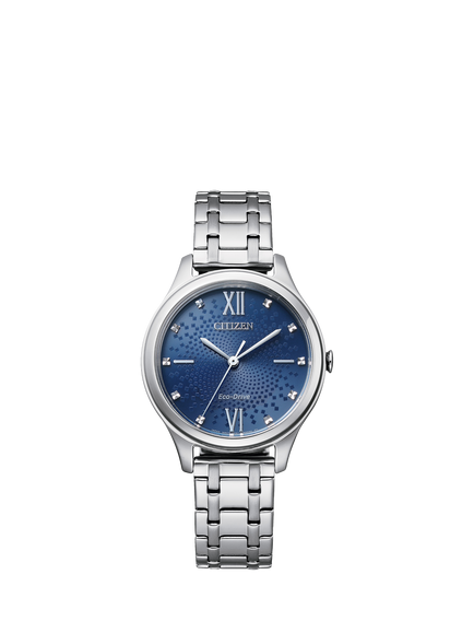 Citizen EM0500-73L Women's Eco-Drive Bracelet Strap Watch, Silver/Blue, Silver/Blue