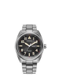 Citizen BM8560-53E Men's Eco-Drive Day Date Bracelet Strap Watch, Silver/Black, Silver/Black