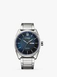 Citizen AW0081-54L Men's Eco-Drive Day Date Bracelet Strap Watch, Silver/Blue