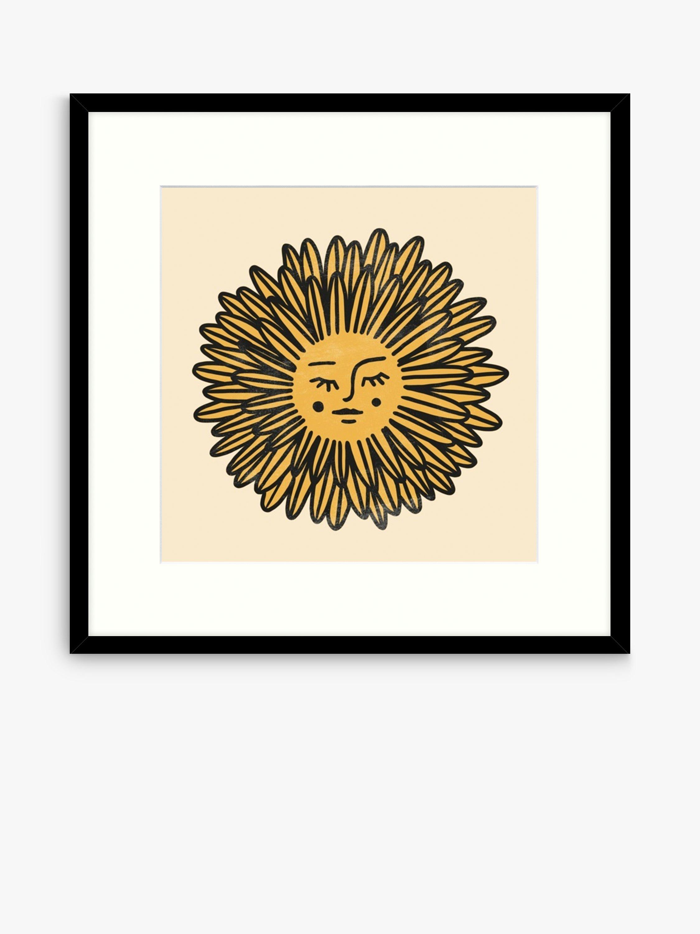 John Lewis Emma Scarvey 'Flower Face' Framed Print & Mount, 42 x 42cm, Yellow