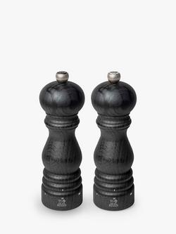 Peugeot Paris u'Select Manual Adjustable Beech Wood Salt & Pepper Mills with Pepper Jar Set, 3 Piece, Graphite, Graphite