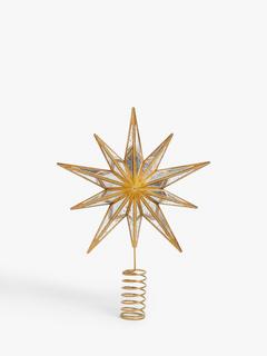 John Lewis Mirror Star Tree Topper, Gold