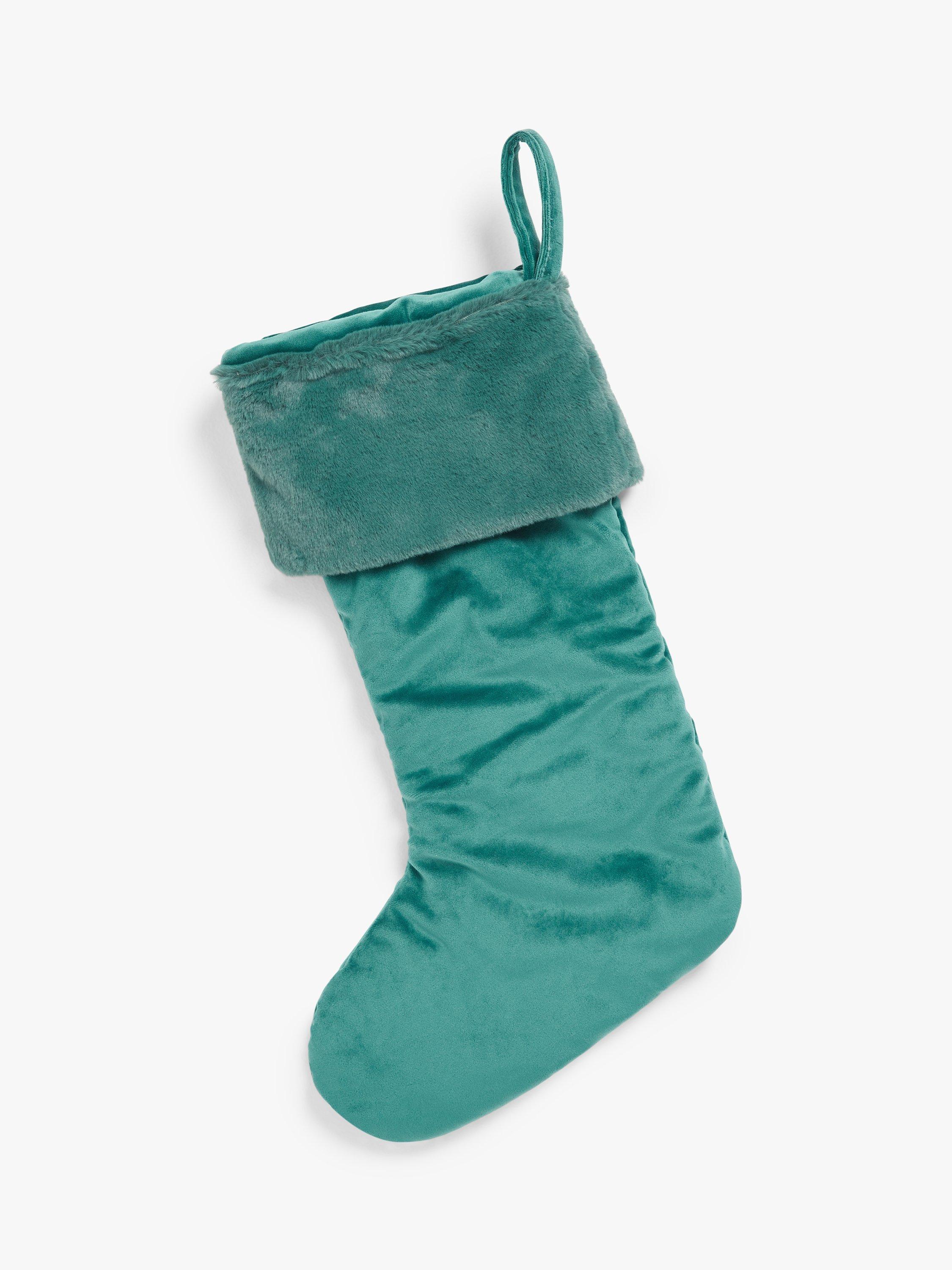 John Lewis Nightlife Faux Fur Christmas Stocking, Teal