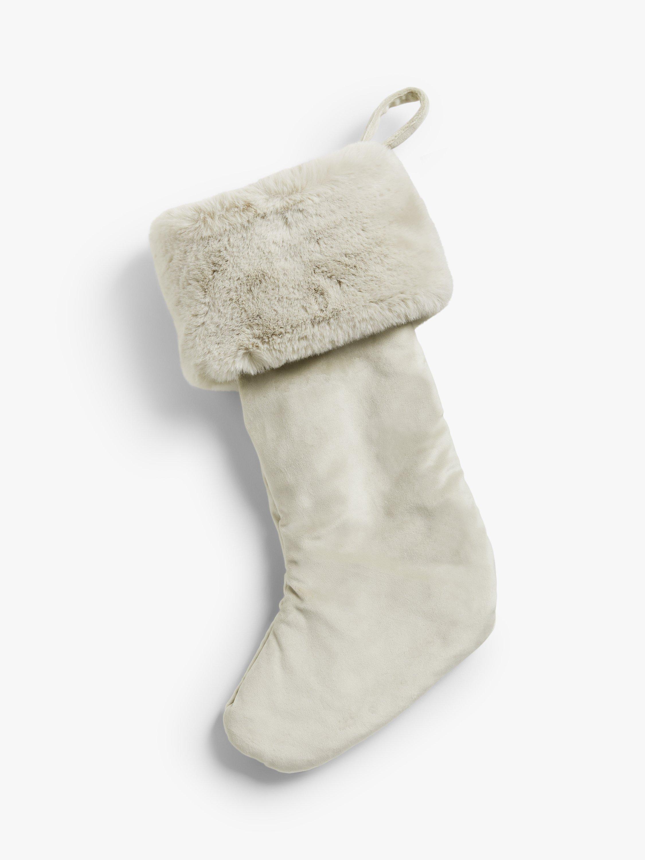 John Lewis Faux Fur Christmas Stocking, Fawn