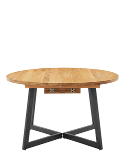 John Lewis Calia 4-6 Seater Round Extending Dining Table, Solid Oak - view 2, Oak