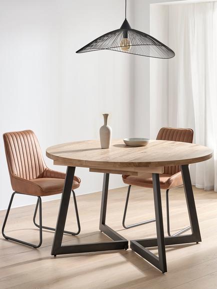 John Lewis Calia 4-6 Seater Round Extending Dining Table, Solid Oak - view 2, Oak