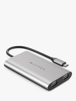HYPER HyperDrive USB-C to Dual 4K HDMI Adapter, 