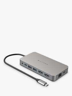 HYPER HyperDrive 10-in-1 Dual HDMI USB-C Hub Adapter, Silver