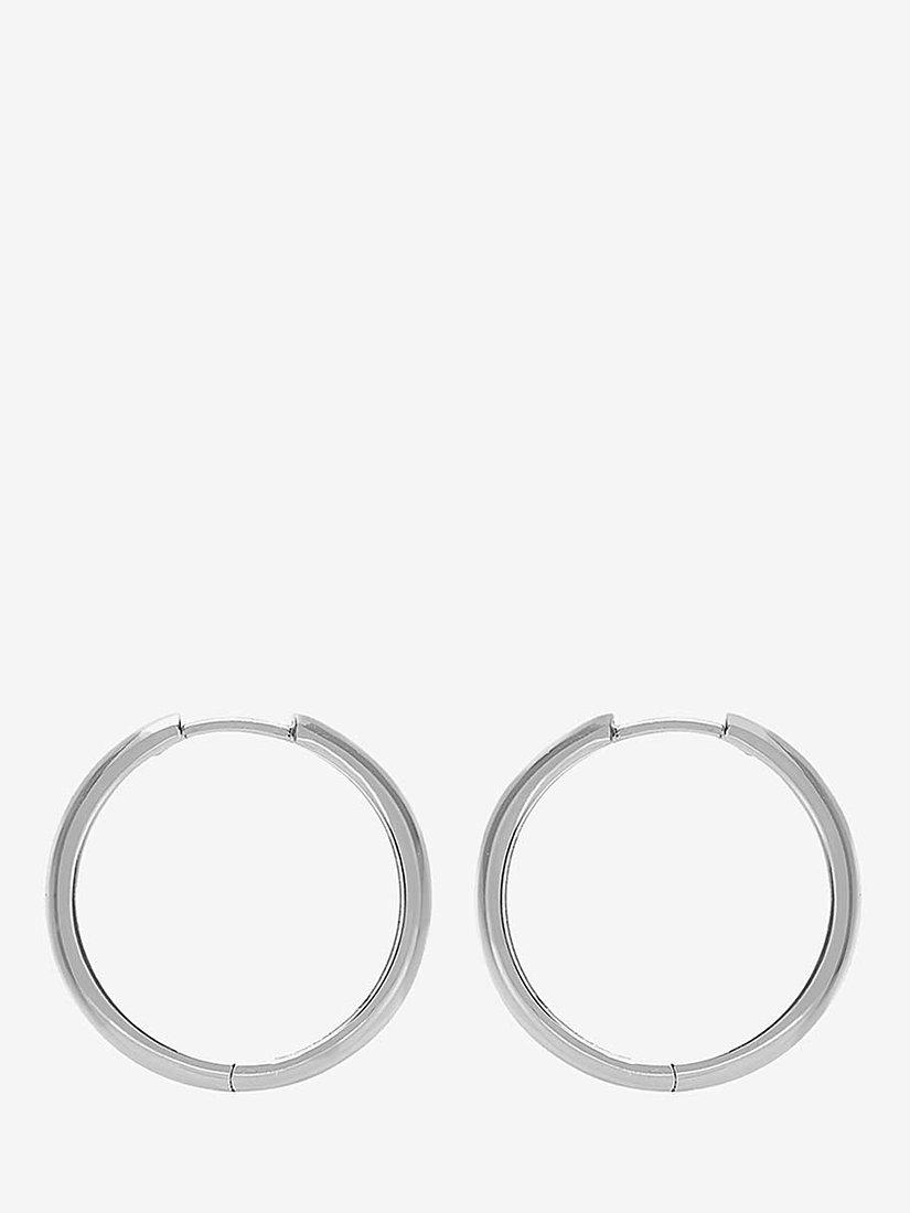 Product image 2 of 3, which shows Mint Velvet Tube Hoop Earrings, Silver