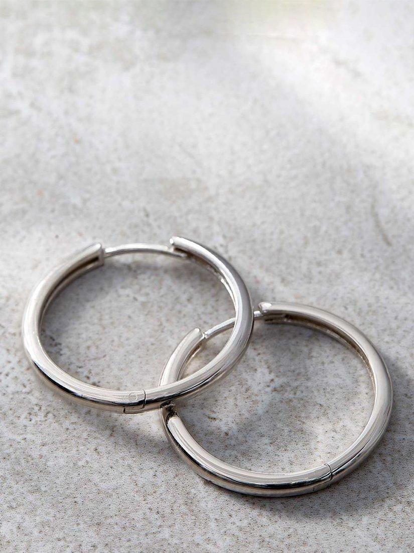 Product image 1 of 3, which shows Mint Velvet Tube Hoop Earrings, Silver