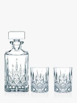 Nachtmann Noblesse Crystal Glass Whisky Decanter & Tumbler Set, 3 Piece, Clear