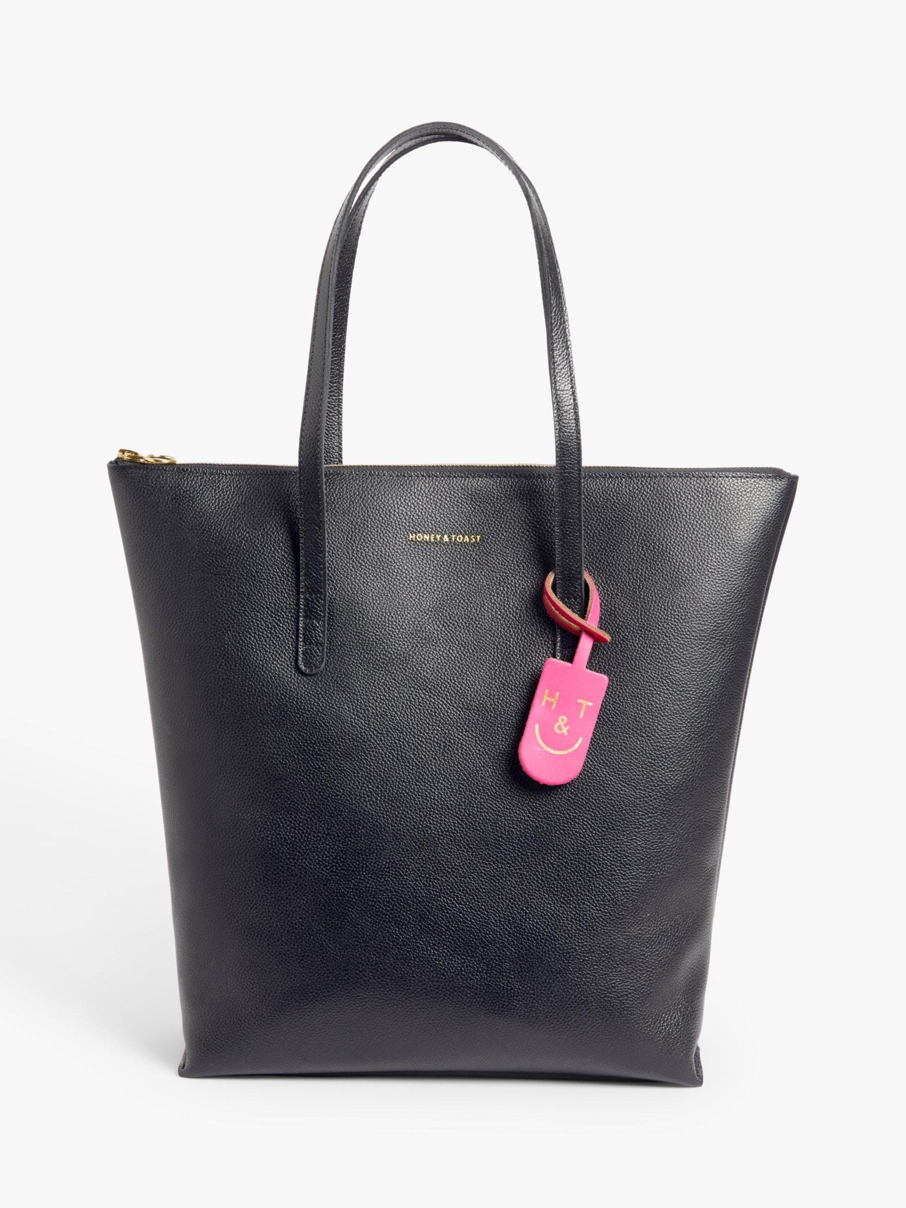Honey & Toast Gracie Leather Tote Bag, Black