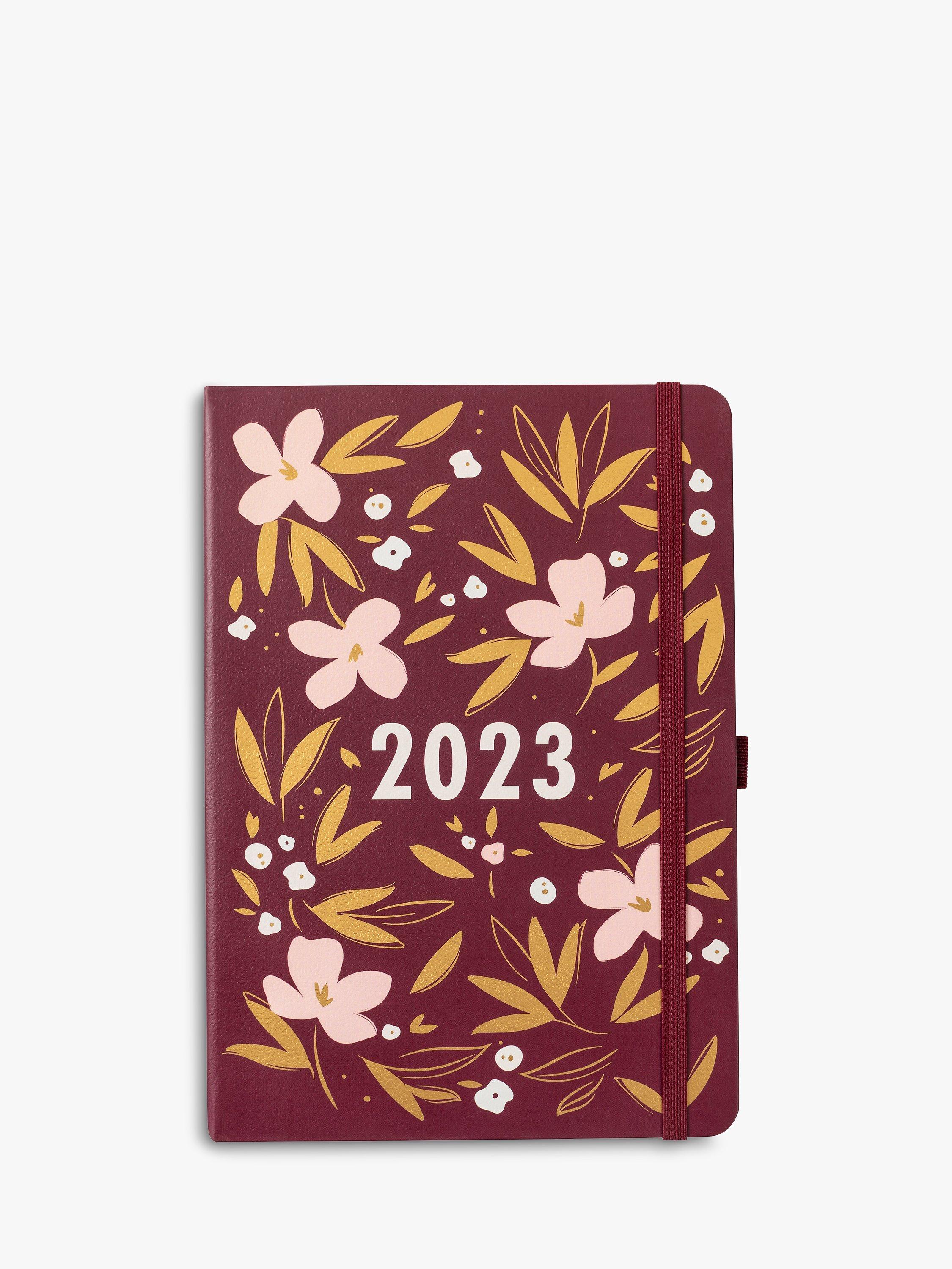 Busy B A5 Floral Diary, 2023, Burgundy